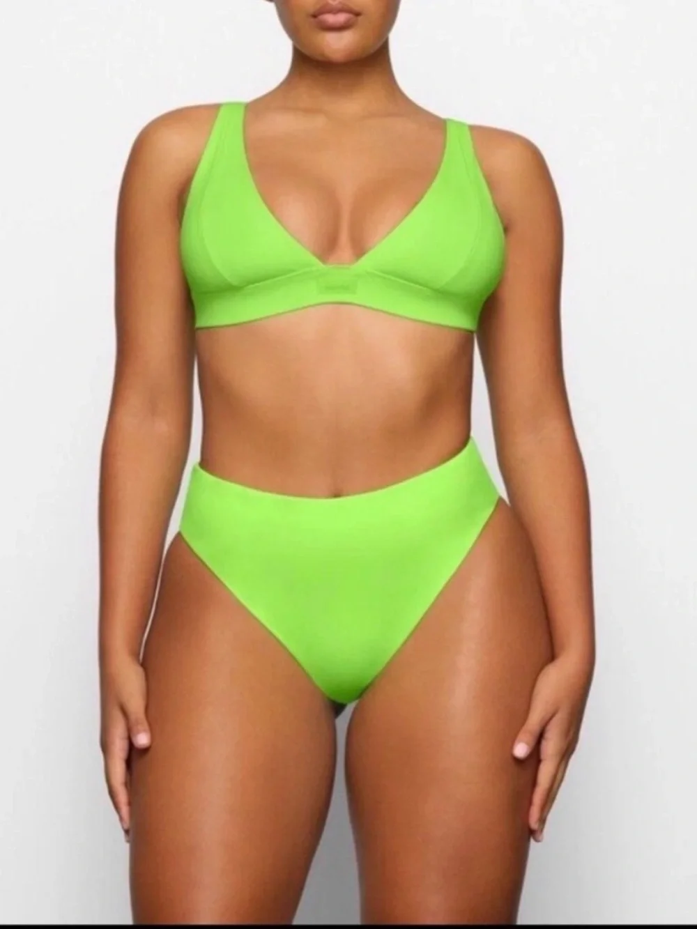 💚 SKIMS Recycled Swim Plunge Bikini Set | Neon Green | S | NWT